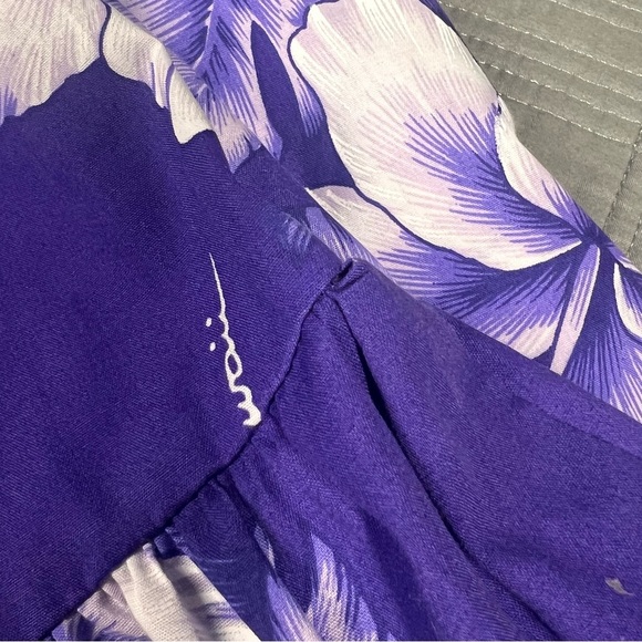 Kalena Fashions of Hawaii Dress Size XL Purple Tropical Floral Muumuu Patio - Picture 7 of 11